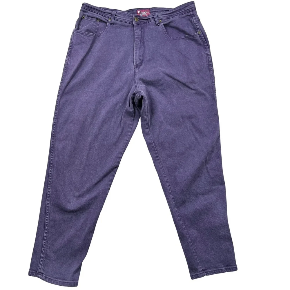 Denim & Co Jeans Women 22 Purple High Rise Tapered Leg Stretch Cotton